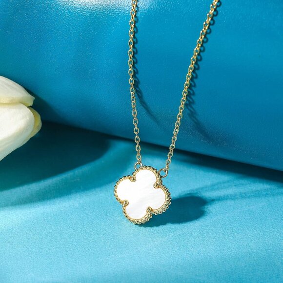 ⚡Lucky Clover Necklace For Women Girls 18K Gold Plated Titanium Steel Pendant - Picture 5 of 7